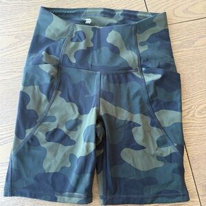 All in Motion Women's Camo Bike Shorts - Green and Black